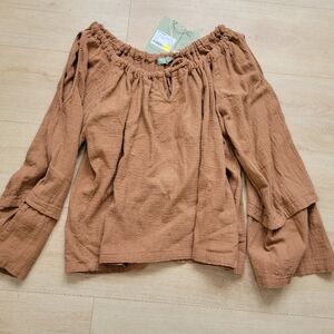 Women's Off-Shoulder Blouse in Brown